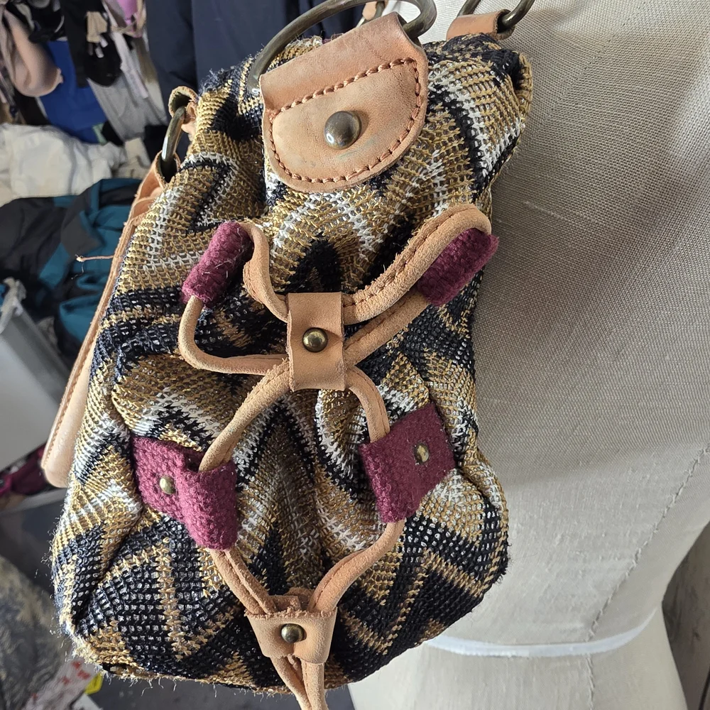 Miss Albright for Anthropologie Metallic Ikat Chevron Satchel